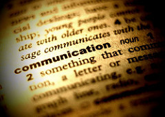 Dictionary page with the definition of communication